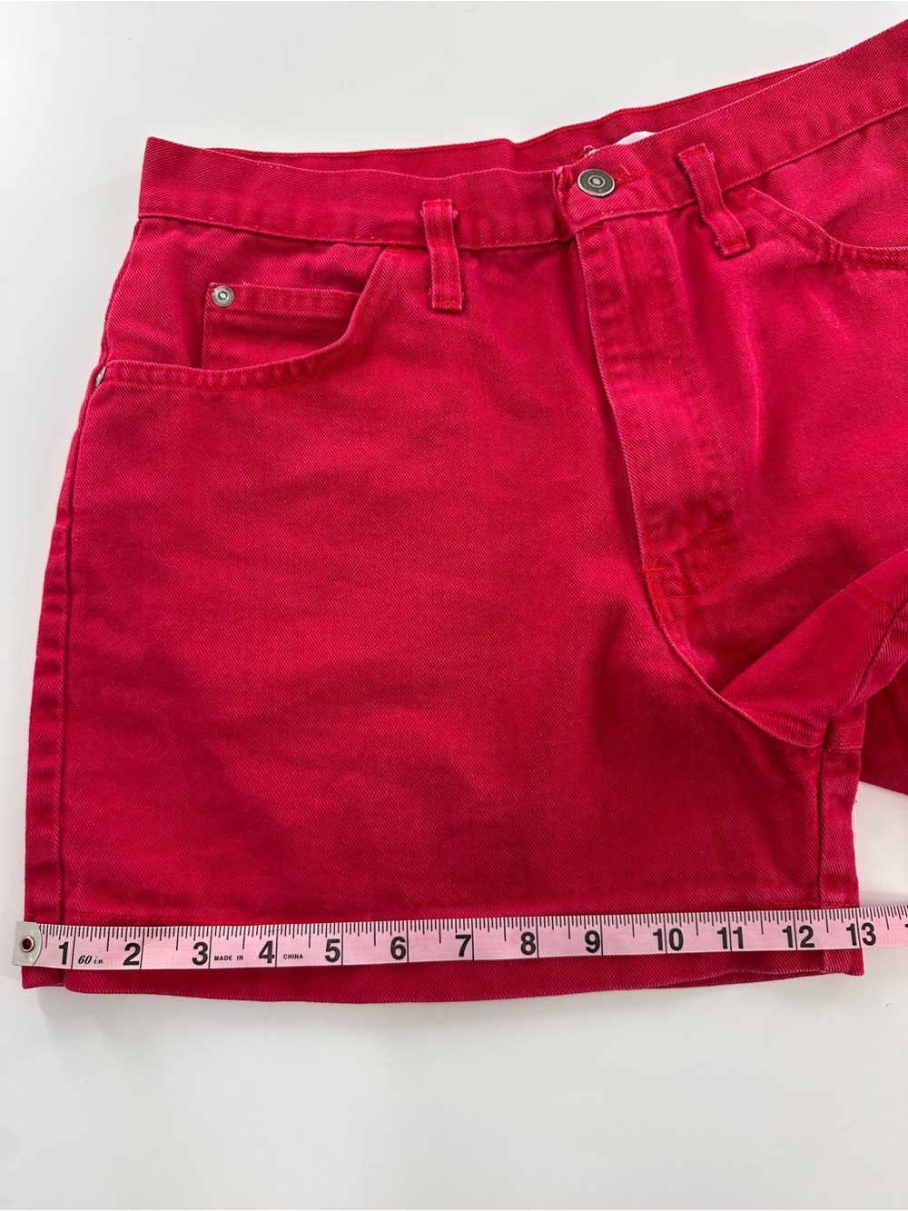 90's Red Denim High Rise Mom Shorts Women's Size M/L - Picture 6 of 10